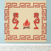 抽象芸術の部族の儀式シーン キャンバスプリント (インサイチュ (ウッドフロア))