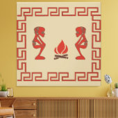 抽象芸術の部族の儀式シーン キャンバスプリント (インサイチュ (リビング))