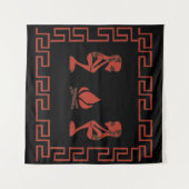 抽象芸術の部族の儀式シーン タペストリー (正面(横))