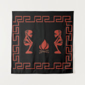 抽象芸術の部族の儀式シーン タペストリー (正面)