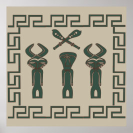 抽象芸術の部族の儀式シーン ポスター