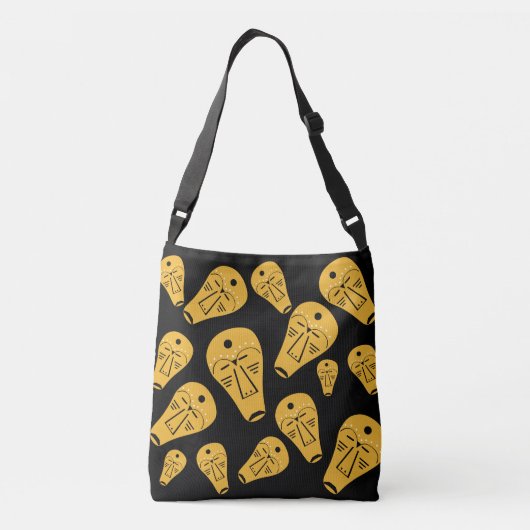 抽象芸術の部族的マスク クロスボディバッグ (裏面)
