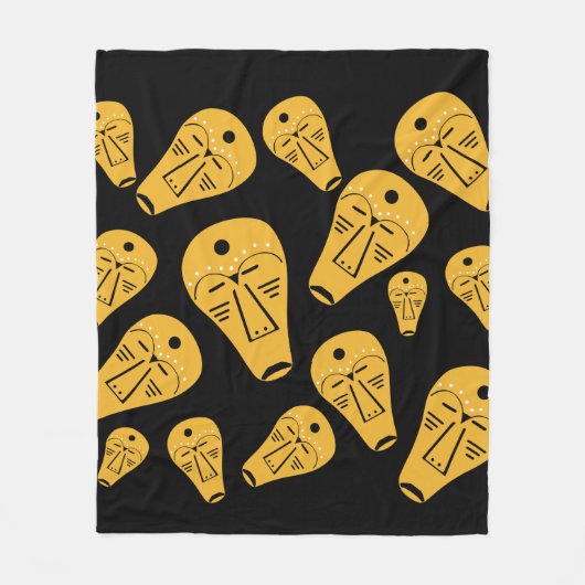 抽象芸術の部族的マスク フリースブランケット (正面)