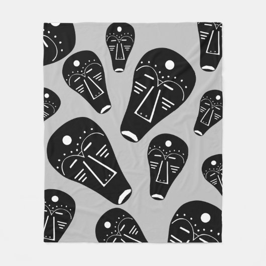 抽象芸術の部族的マスク フリースブランケット (正面)