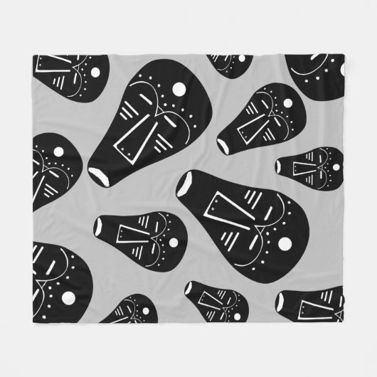 抽象芸術の部族的マスク フリースブランケット (正面(横))