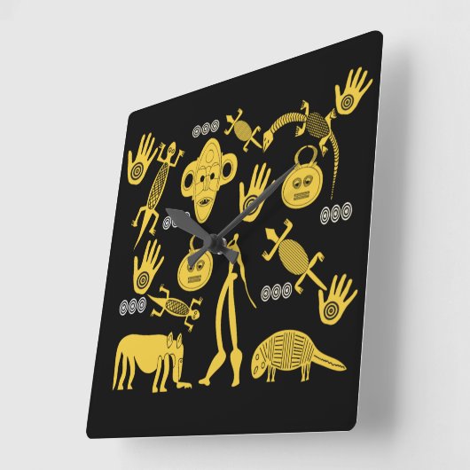 抽象芸術の部族芸術 スクエア壁時計 (傾斜)