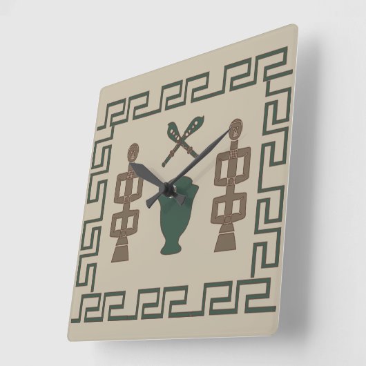 抽象芸術の部族芸術 スクエア壁時計 (傾斜)