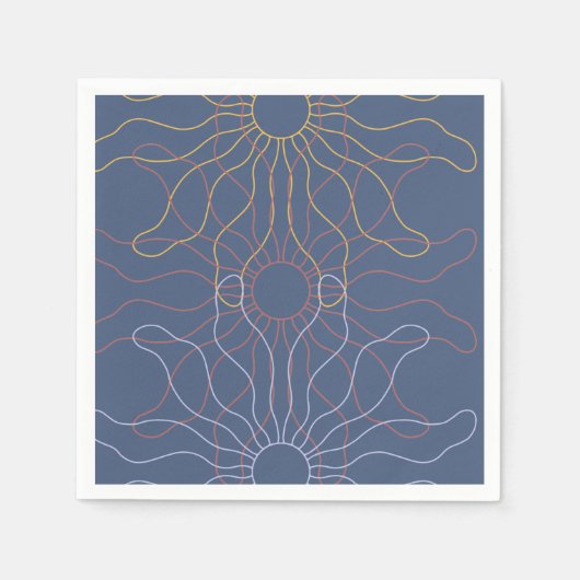 抽象芸術の重なり合う太陽光線の石板青の重なり スタンダードカクテルナプキン (正面)