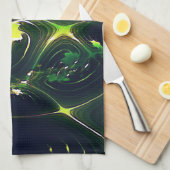 抽象芸術の金属の葉は派手な痕跡を持ち、暗い上に キッチンタオル (四つ折り)