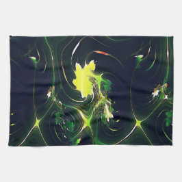 抽象芸術の金属の葉は派手な痕跡を持ち、暗い上に キッチンタオル