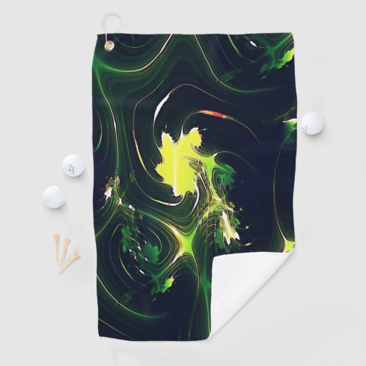 抽象芸術の金属の葉は派手な痕跡を持ち、暗い上に ゴルフタオル (インサイチュ)