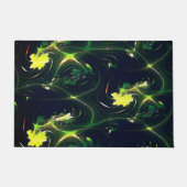 抽象芸術の金属の葉は派手な痕跡を持ち、暗い上に ドアマット (正面)