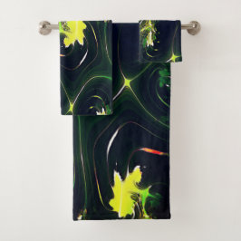 抽象芸術の金属の葉は派手な痕跡を持ち、暗い上に バスタオルセット