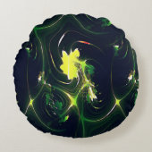 抽象芸術の金属の葉は派手な痕跡を持ち、暗い上に ラウンドクッション (正面)