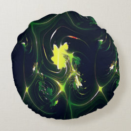 抽象芸術の金属の葉は派手な痕跡を持ち、暗い上に ラウンドクッション