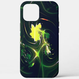 抽象芸術の金属の葉は派手な痕跡を持ち、暗い上に iPhone 12 PRO MAX ケース