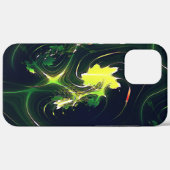 抽象芸術の金属の葉は派手な痕跡を持ち、暗い上に Case-Mate iPhoneケース (裏面 (横))