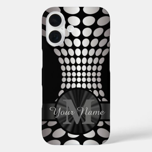 抽象芸術の銀色モノグラムの Case-Mate iPhoneケース (裏面)
