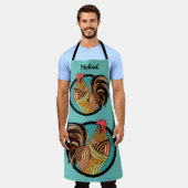 抽象芸術の雄鶏 エプロン (着用した状態)