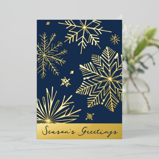 抽象芸術の雪片シーズンのご挨拶 箔シーズンカード (立ち正面)
