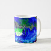 抽象芸術の青いケシ抽象芸術の花フローラ コーヒーマグカップ (正面右)