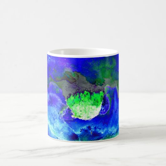抽象芸術の青いケシ抽象芸術の花フローラ コーヒーマグカップ (中央)