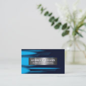 抽象芸術の青いレイヤーの背景 名刺 (スタンド正面)