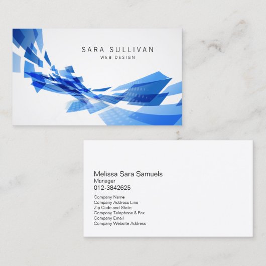 抽象芸術の青い図形Web Design名刺 名刺 (正面/裏面)
