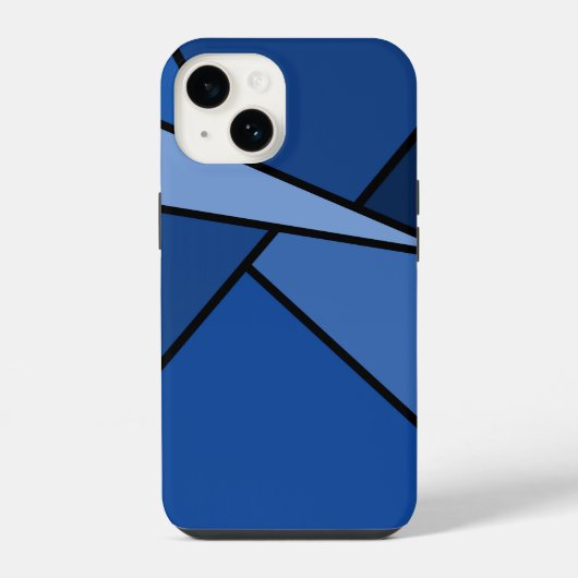 抽象芸術の青い幾何形状 iPhoneケース (裏面)