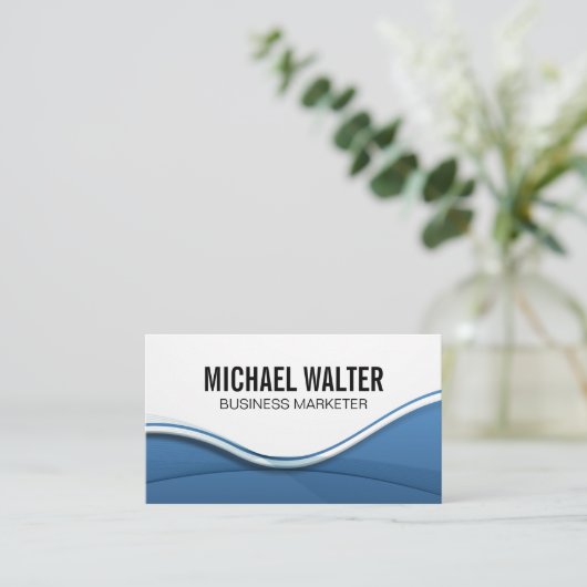 抽象芸術の青い線の背景 名刺 (スタンド正面)