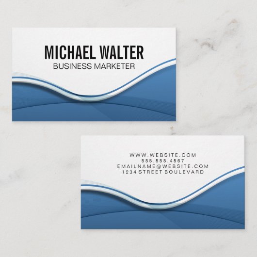 抽象芸術の青い線の背景 名刺 (正面/裏面)