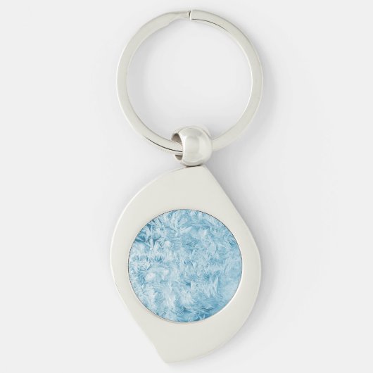 抽象芸術の青い羽と雪の結晶キーチェーン キーホルダー (正面)