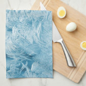 抽象芸術の青い羽と雪 キッチンタオル (四つ折り)