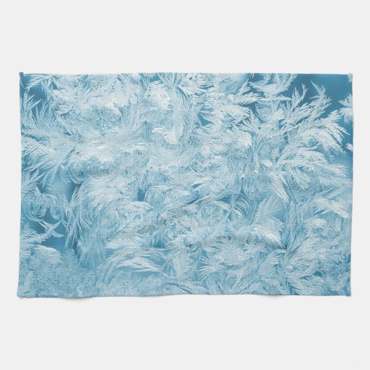 抽象芸術の青い羽と雪 キッチンタオル (横)
