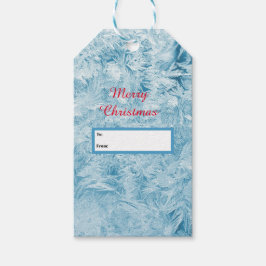 抽象芸術の青い羽と雪 ギフトタグ