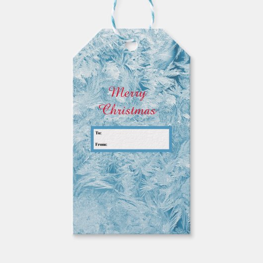 抽象芸術の青い羽と雪 ギフトタグ (正面)