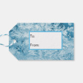 抽象芸術の青い羽と雪 ギフトタグ (裏面横)