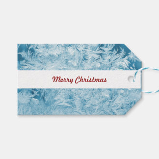 抽象芸術の青い羽と雪 ギフトタグ