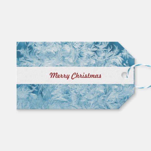 抽象芸術の青い羽と雪 ギフトタグ (正面(横))