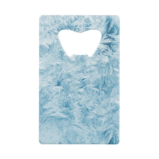 抽象芸術の青い羽と雪 クレジットカード栓抜き (正面)