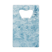 抽象芸術の青い羽と雪 クレジットカード栓抜き (裏面)