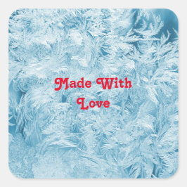 抽象芸術の青い羽と雪 スクエアシール