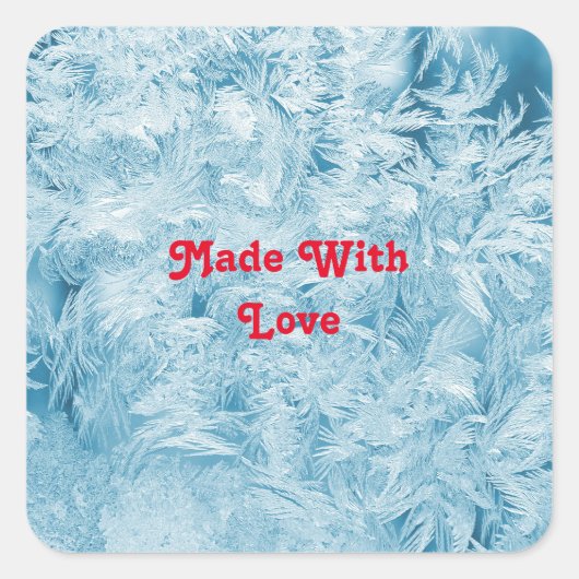抽象芸術の青い羽と雪 スクエアシール (正面)