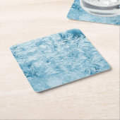 抽象芸術の青い羽と雪 スクエアペーパーコースター (アングル)
