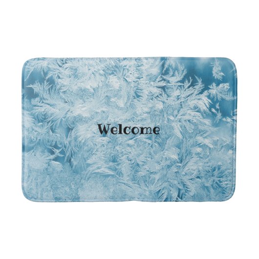 抽象芸術の青い羽と雪 バスマット (正面)