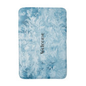 抽象芸術の青い羽と雪 バスマット (正面縦)