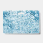 抽象芸術の青い羽と雪 バッジ (裏面)