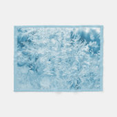 抽象芸術の青い羽と雪 フリースブランケット (正面(横))