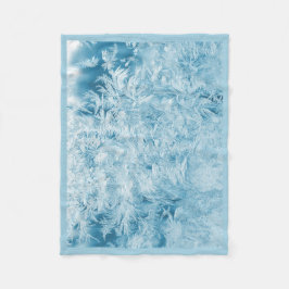 抽象芸術の青い羽と雪 フリースブランケット