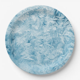 抽象芸術の青い羽と雪 ペーパープレート